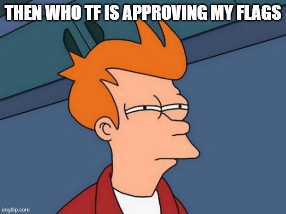 Futurama Fry Meme | THEN WHO TF IS APPROVING MY FLAGS | image tagged in memes,futurama fry | made w/ Imgflip meme maker