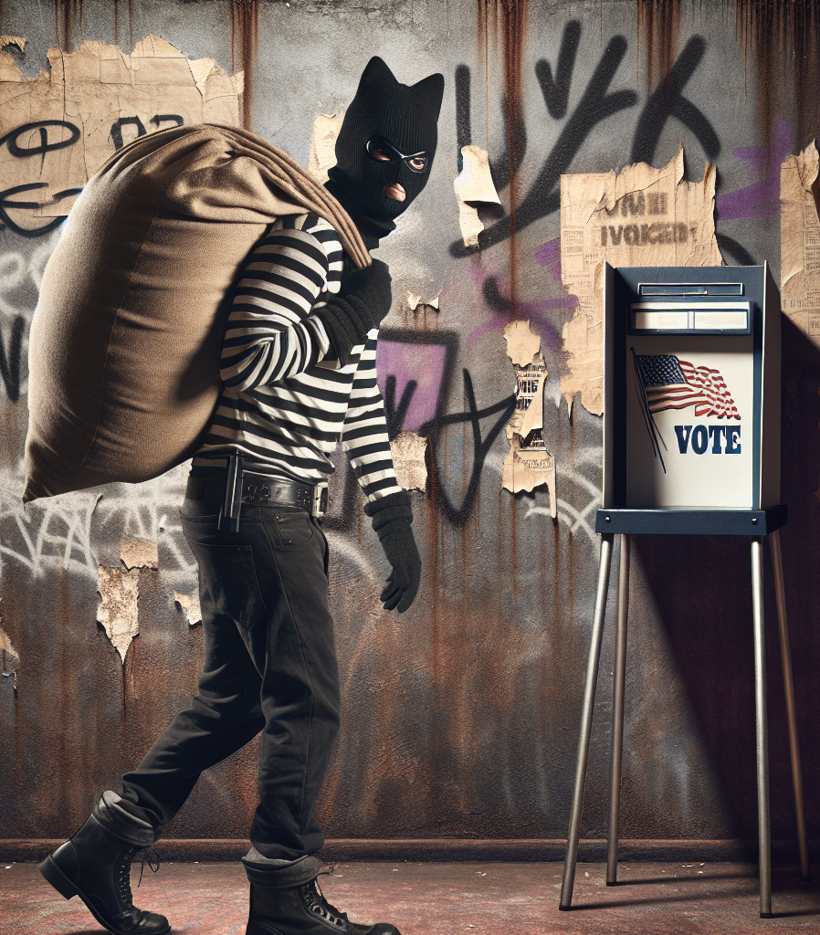 Masked Burglar at Voting Booth Blank Meme Template