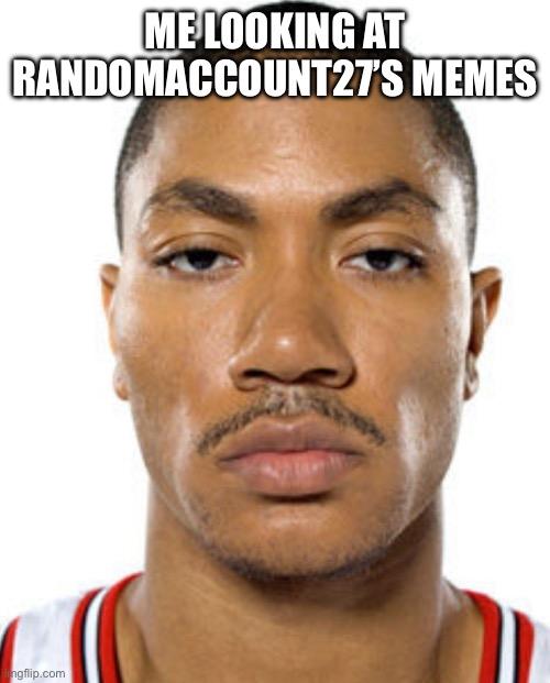 Derrick Rose Straight Face | ME LOOKING AT RANDOMACCOUNT27’S MEMES | image tagged in derrick rose straight face | made w/ Imgflip meme maker