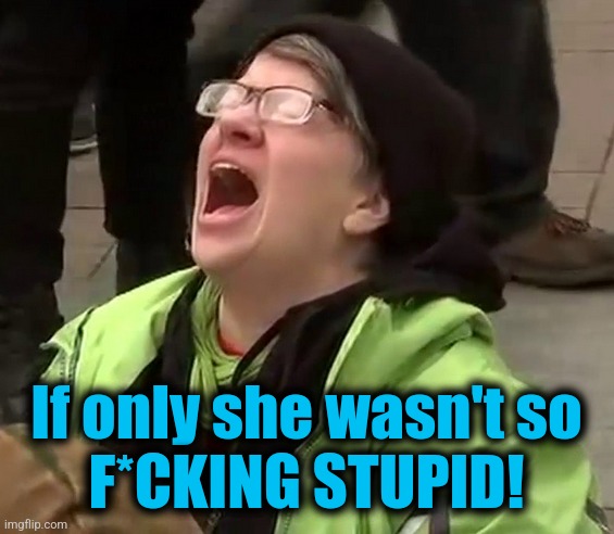 Crying liberal | If only she wasn't so
F*CKING STUPID! | image tagged in crying liberal | made w/ Imgflip meme maker