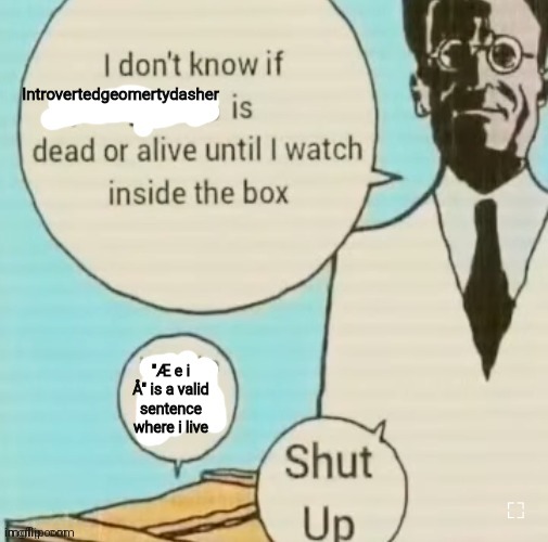 I don't know if ____ is dead or alive | Introvertedgeomertydasher; "Æ e i Å" is a valid sentence where i live | image tagged in i don't know if ____ is dead or alive | made w/ Imgflip meme maker