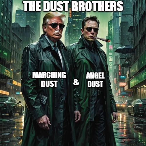 THE DUST BROTHERS; MARCHING
DUST; ANGEL
DUST; & | made w/ Imgflip meme maker