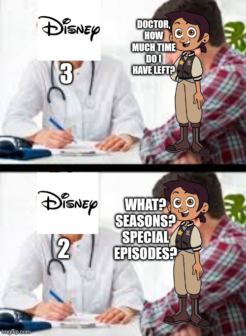 DOCTOR, HOW MUCH TIME DO I HAVE LEFT? 3; WHAT? SEASONS? SPECIAL EPISODES? 2 | made w/ Imgflip meme maker