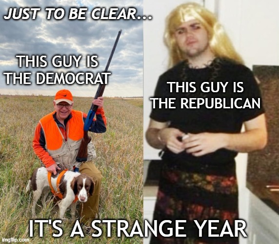 2024 | JUST TO BE CLEAR... THIS GUY IS THE DEMOCRAT; THIS GUY IS THE REPUBLICAN; IT'S A STRANGE YEAR | image tagged in walz,vance | made w/ Imgflip meme maker