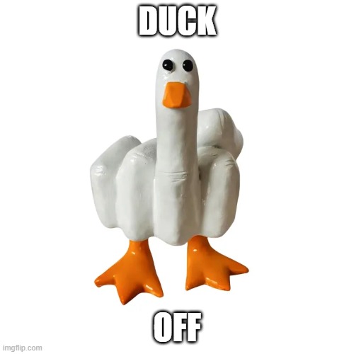 Duck off. | DUCK; OFF | image tagged in autocorrect | made w/ Imgflip meme maker