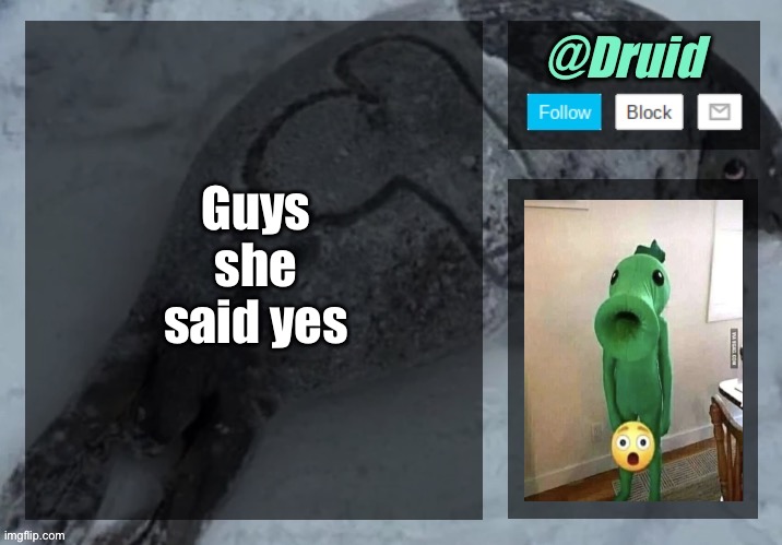 New announcement temp | Guys she said yes | image tagged in new announcement temp | made w/ Imgflip meme maker