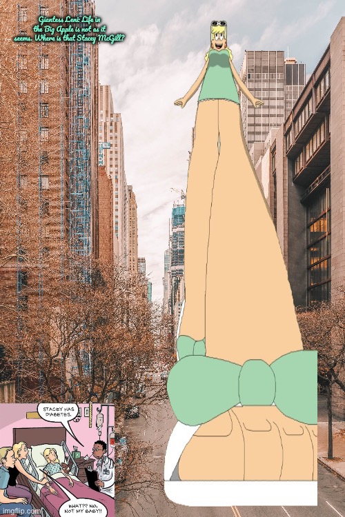 Giantess Leni Invades New York City | Giantess Leni: Life in the Big Apple is not as it seems. Where is that Stacey McGill? | image tagged in the loud house,sunglasses,new york,new york city,sandals,invasion | made w/ Imgflip meme maker