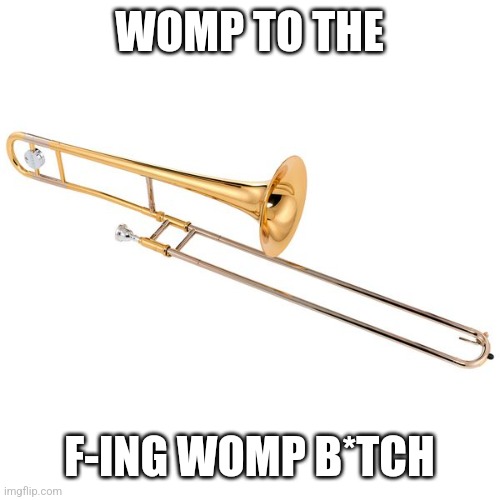 trombone | WOMP TO THE F-ING WOMP B*TCH | image tagged in trombone | made w/ Imgflip meme maker