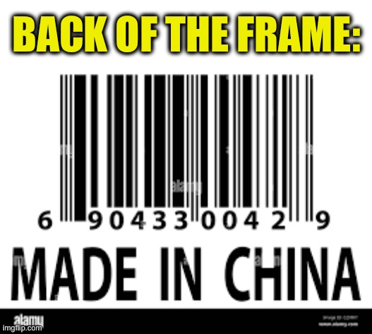 BACK OF THE FRAME: | made w/ Imgflip meme maker