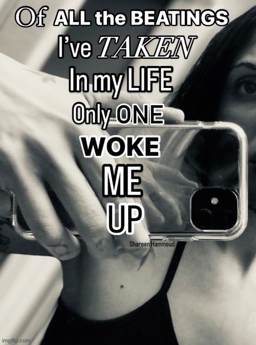 Of all the beatings I’ve taken in my life only one woke me up | image tagged in shareenhammoud,staywokememes,paranoidmemes,mentalhealthmeme,dailyquotes,theshareenshow | made w/ Imgflip meme maker