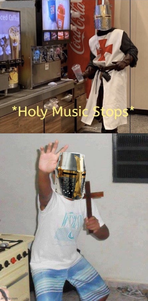 image tagged in holy music stops,kid with cross | made w/ Imgflip meme maker