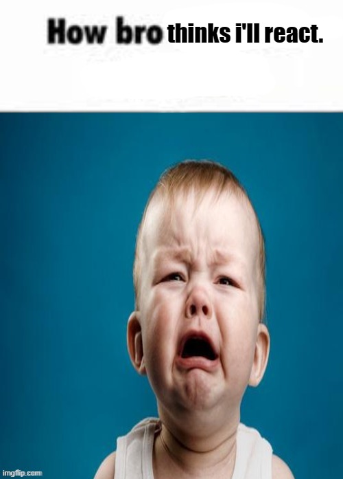 How bro felt after saying that (Baby crying) | thinks i'll react. | image tagged in how bro felt after saying that baby crying | made w/ Imgflip meme maker
