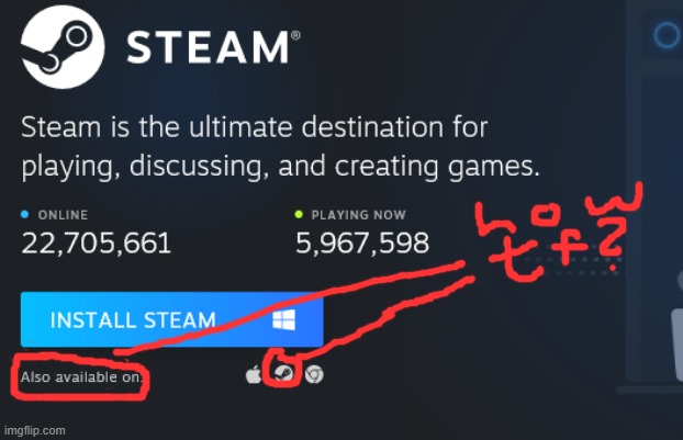 steam is installable through steam | image tagged in steam is installable through steam | made w/ Imgflip meme maker