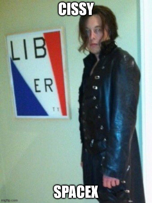 cissy goth elon musk | CISSY; SPACEX | image tagged in cissy goth elon musk | made w/ Imgflip meme maker
