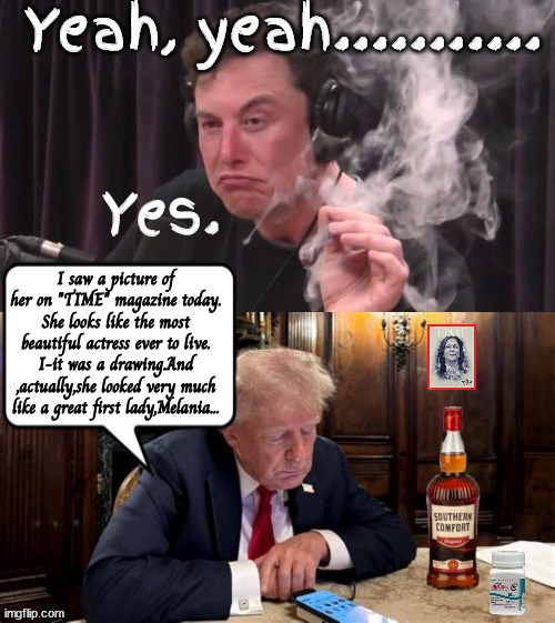 Trump blabbing to Musk on X | image tagged in trump's dementia act,trump knows it's over,trump's devorce number 3,abien,cover of time,non compos mentis | made w/ Imgflip meme maker