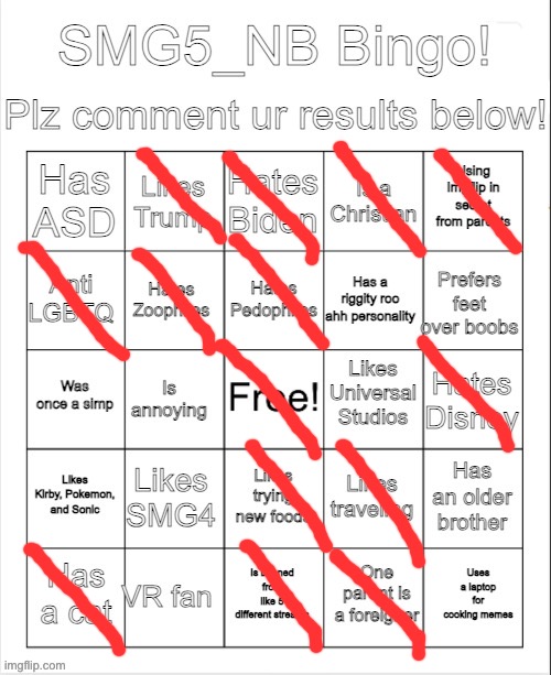 SMG5_NB bingo | image tagged in smg5_nb bingo | made w/ Imgflip meme maker