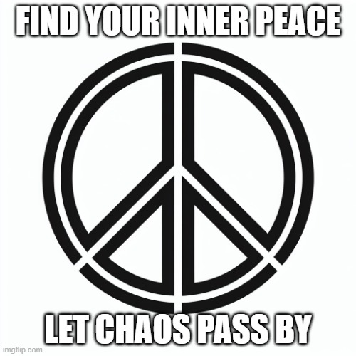 FIND YOUR INNER PEACE; LET CHAOS PASS BY | image tagged in peace | made w/ Imgflip meme maker