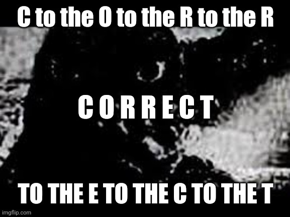 Prowler Showa Godzilla | C to the O to the R to the R TO THE E TO THE C TO THE T C O R R E C T | image tagged in prowler showa godzilla | made w/ Imgflip meme maker