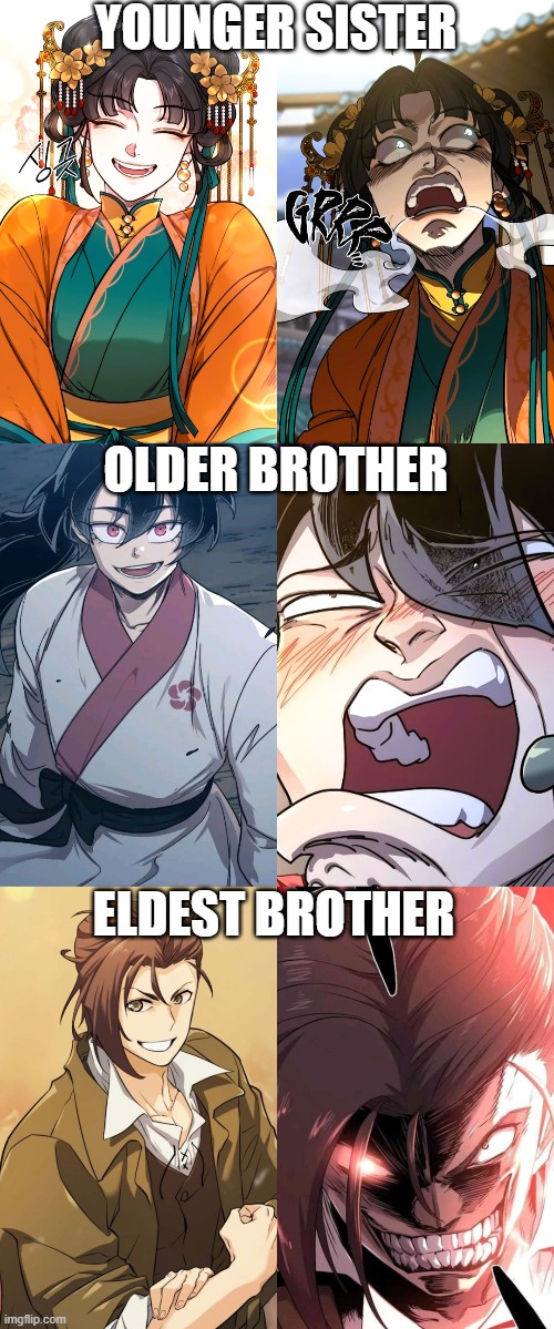 mount hua sect | YOUNGER SISTER; OLDER BROTHER; ELDEST BROTHER | made w/ Imgflip meme maker