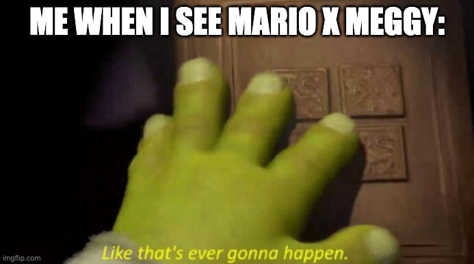 Like that's ever gonna happen. | ME WHEN I SEE MARIO X MEGGY: | image tagged in like that's ever gonna happen | made w/ Imgflip meme maker