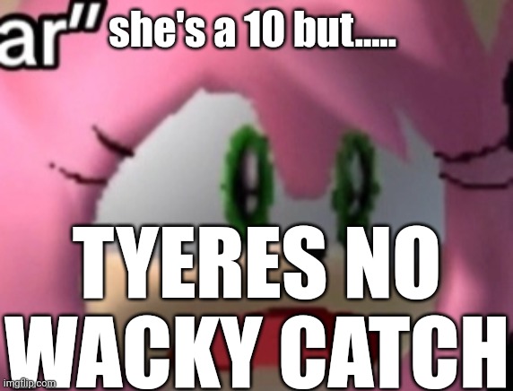 D: | TYERES NO WACKY CATCH; she's a 10 but..... | image tagged in d | made w/ Imgflip meme maker