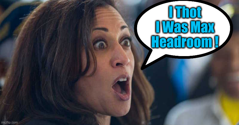 kamala harriss | I Thot I Was Max Headroom ! | image tagged in kamala harriss | made w/ Imgflip meme maker