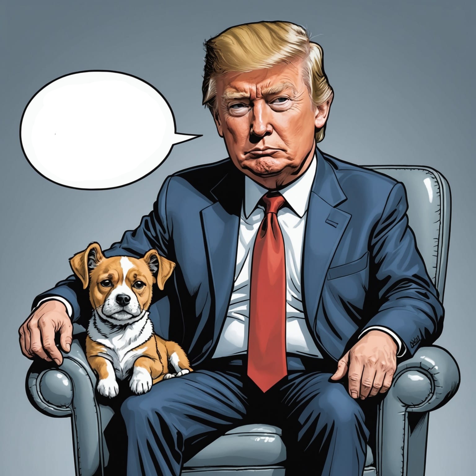 High Quality Donald Trump with Lapdog by Carrie Cature Blank Meme Template