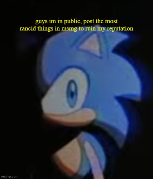 Sonic Side Eye | guys im in public, post the most rancid things in msmg to ruin my reputation | image tagged in sonic side eye | made w/ Imgflip meme maker