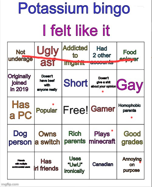 I wish I wasn't from this underdeveloped country and could really be rich | image tagged in potassium bingo v3 | made w/ Imgflip meme maker