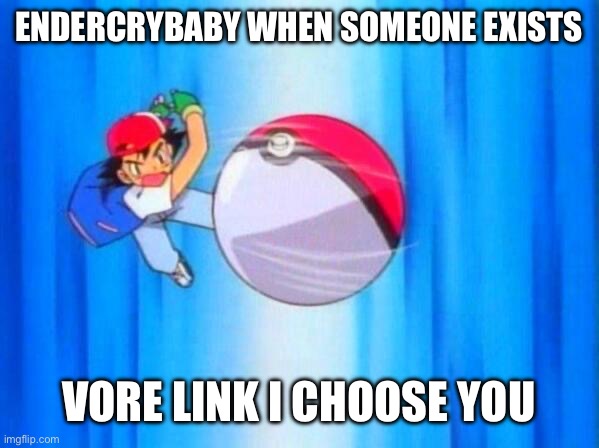 I choose you! | ENDERCRYBABY WHEN SOMEONE EXISTS; VORE LINK I CHOOSE YOU | image tagged in i choose you | made w/ Imgflip meme maker