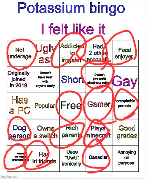 Potassium bingo v3 | image tagged in potassium bingo v3 | made w/ Imgflip meme maker