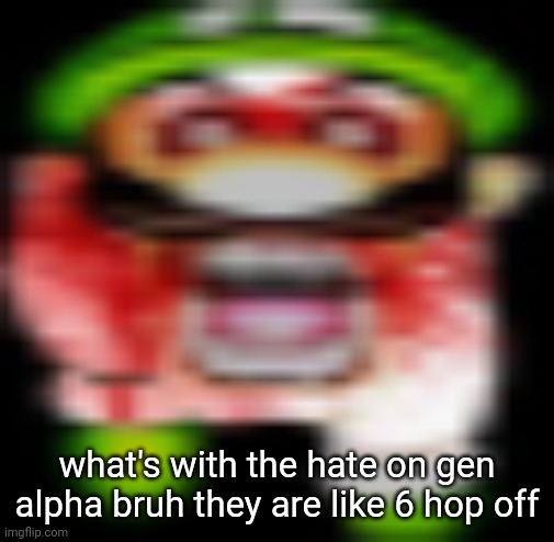 matilgeie | what's with the hate on gen alpha bruh they are like 6 hop off | image tagged in matilgeie | made w/ Imgflip meme maker