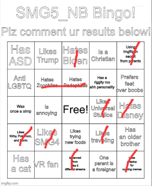 SMG5_NB bingo | image tagged in smg5_nb bingo | made w/ Imgflip meme maker