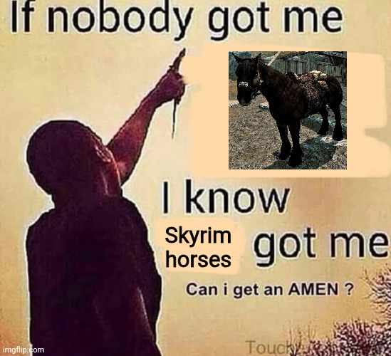 If nobody got me blank | Skyrim horses | image tagged in if nobody got me blank | made w/ Imgflip meme maker