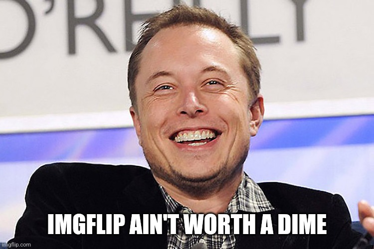 Elon musk | IMGFLIP AIN'T WORTH A DIME | image tagged in elon musk | made w/ Imgflip meme maker