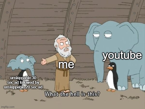 What the hell is this? | youtube; me; unskippable 30 sec ad followed by unskippable 20 sec ad | image tagged in what the hell is this | made w/ Imgflip meme maker