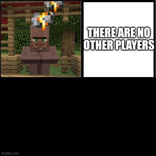 Drake Meme but it's the Minecraft Villager | THERE ARE NO OTHER PLAYERS | image tagged in drake meme but it's the minecraft villager | made w/ Imgflip meme maker