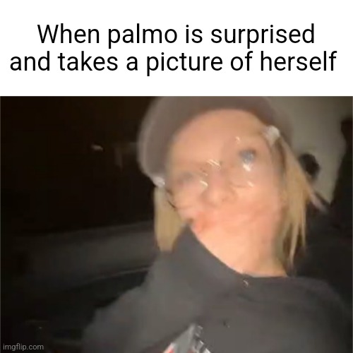 Accuracy 100 | When palmo is surprised and takes a picture of herself | image tagged in blank shocked palmo | made w/ Imgflip meme maker