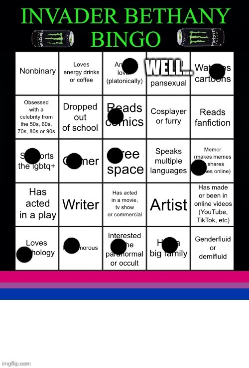 Idk | WELL... | image tagged in invader bethany bingo | made w/ Imgflip meme maker