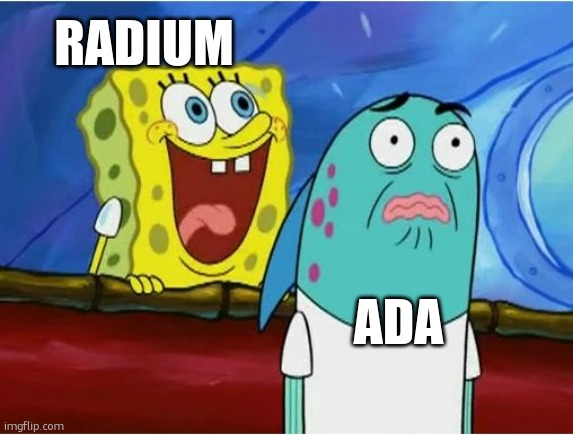 Spongebob yelling | RADIUM ADA | image tagged in spongebob yelling | made w/ Imgflip meme maker