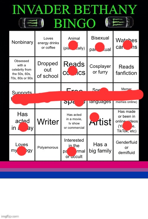 Invader Bethany bingo? More like Inader BINGOany.. heh... nevermind | image tagged in invader bethany bingo | made w/ Imgflip meme maker