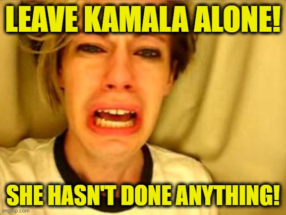 Like, Literally, People | LEAVE KAMALA ALONE! SHE HASN'T DONE ANYTHING! | image tagged in leave britney alone | made w/ Imgflip meme maker