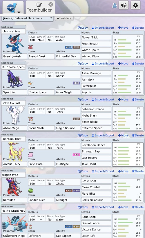 pokemon showdown team | image tagged in pokemon | made w/ Imgflip meme maker