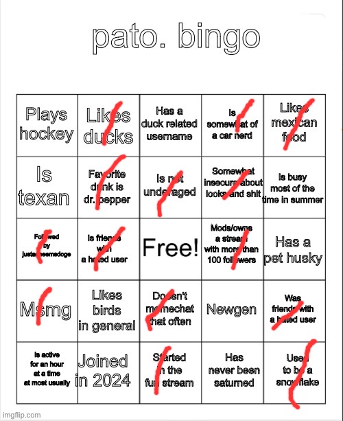 pato. bingo | image tagged in pato bingo | made w/ Imgflip meme maker