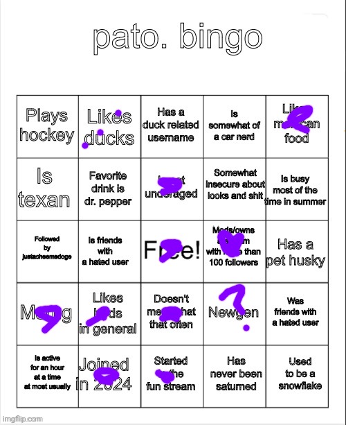 pato. bingo | image tagged in pato bingo | made w/ Imgflip meme maker