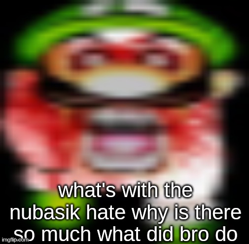 matilgeie | what's with the nubasik hate why is there so much what did bro do | image tagged in matilgeie | made w/ Imgflip meme maker
