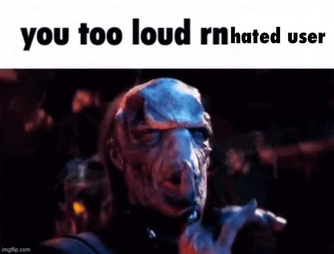 You too loud rn | hated user | image tagged in you too loud rn | made w/ Imgflip meme maker