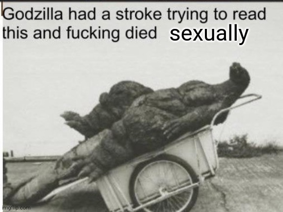 Godzilla | sexually | image tagged in godzilla | made w/ Imgflip meme maker