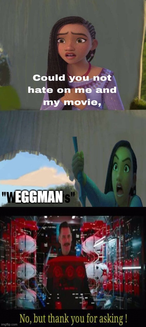 asha asks eggman to not hate | EGGMAN | image tagged in wish meme,haters,eggman,videogames,inuyasha,disney | made w/ Imgflip meme maker