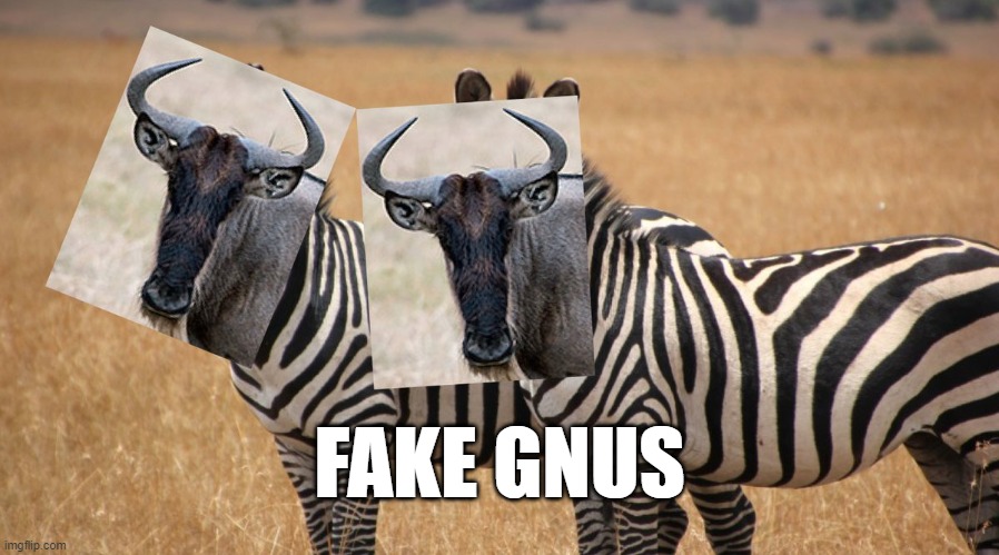 fake gnus | FAKE GNUS | image tagged in fake gnus | made w/ Imgflip meme maker